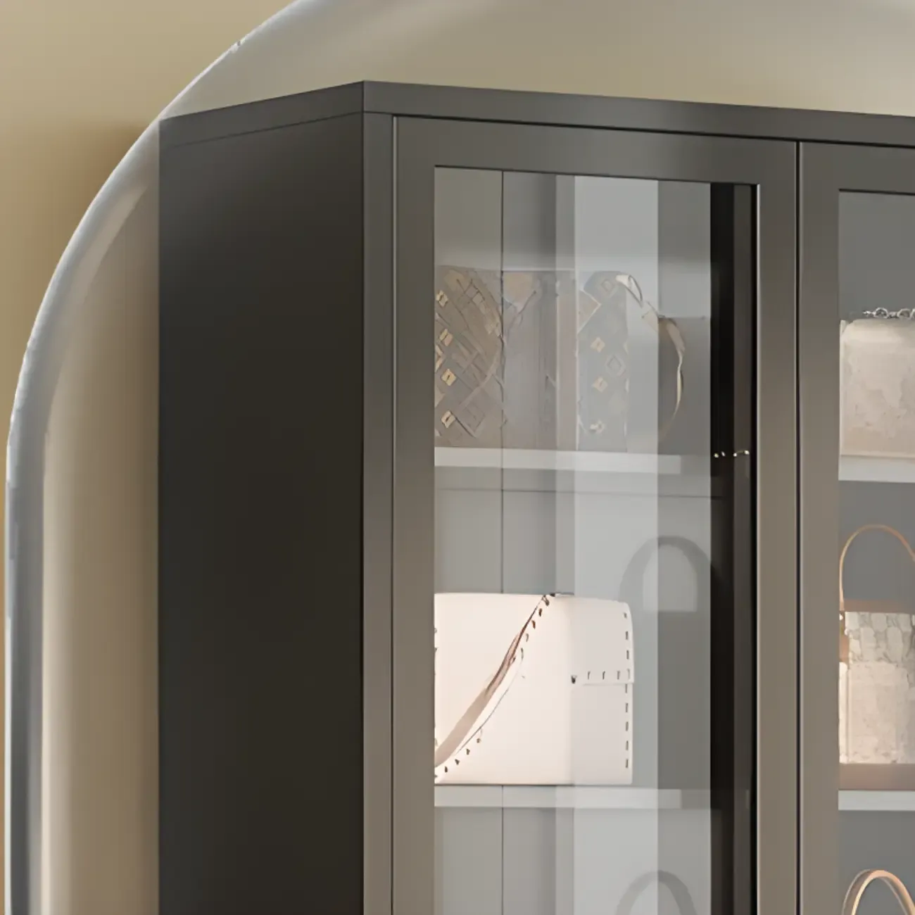 Minimalist Adjustable Wooden Glass Door Curio Cabinet Image - 9