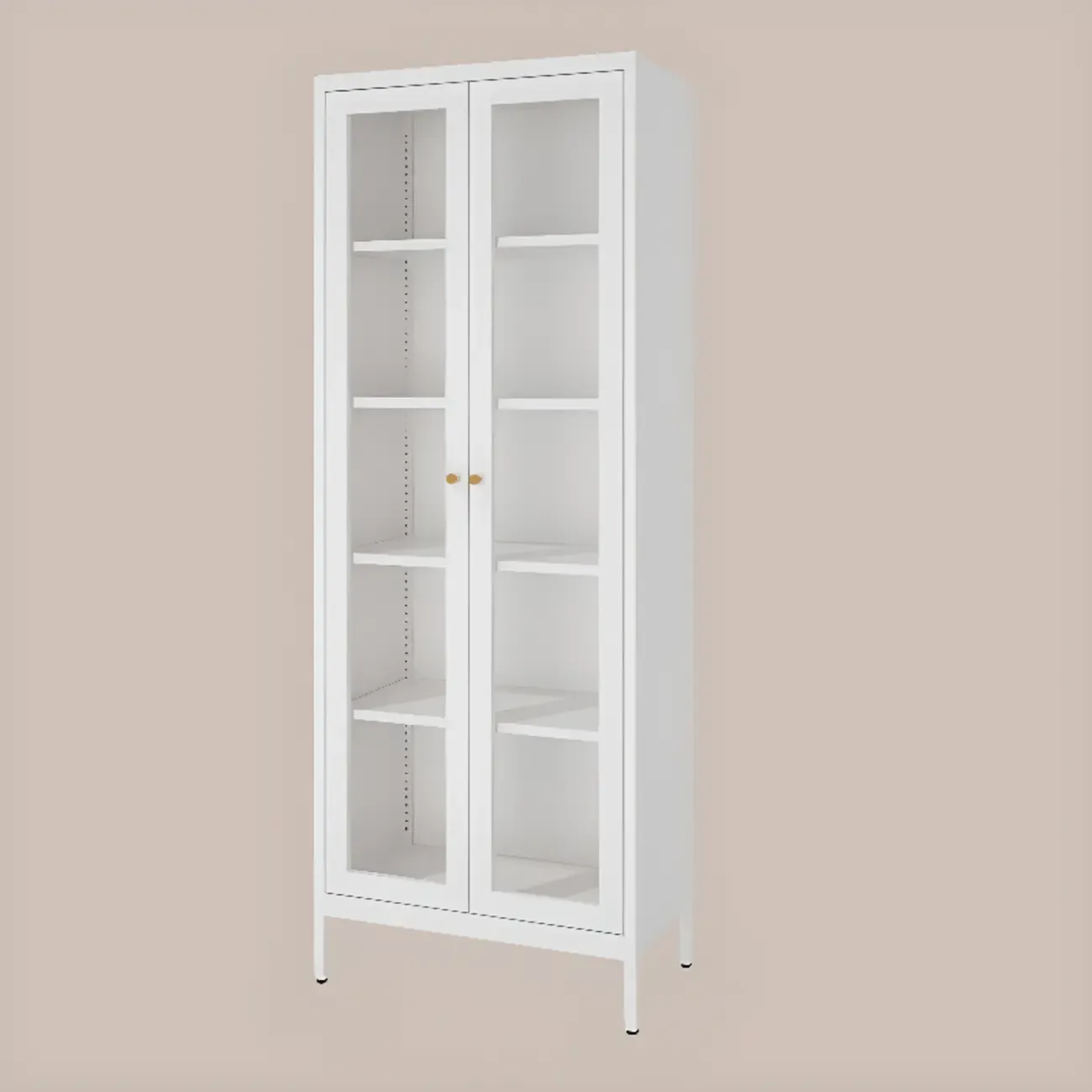 Minimalist Adjustable Wooden Glass Door Curio Cabinet Image - 10