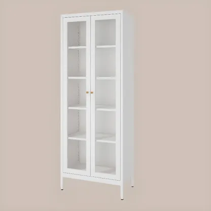 Minimalist Adjustable Wooden Glass Door Curio Cabinet Image - 10