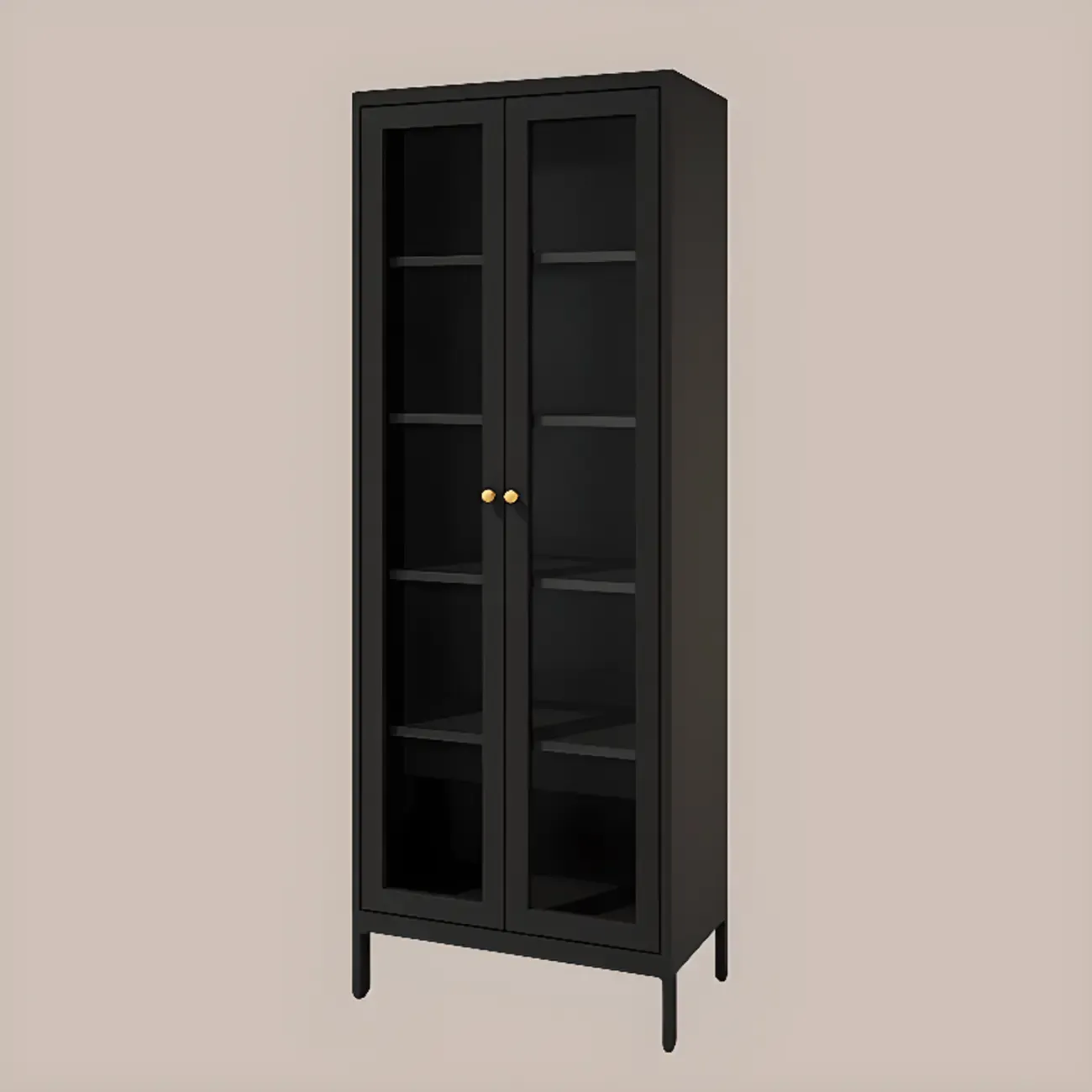 Minimalist Adjustable Wooden Glass Door Curio Cabinet Image - 11