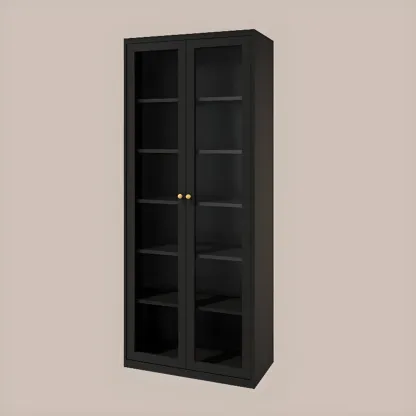Minimalist Adjustable Wooden Glass Door Curio Cabinet Image - 16