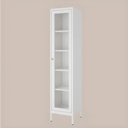 Minimalist Adjustable Wooden Glass Door Curio Cabinet Image - 17