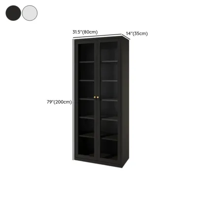 Minimalist Adjustable Wooden Glass Door Curio Cabinet Image - 21