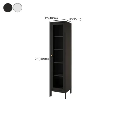 Minimalist Adjustable Wooden Glass Door Curio Cabinet Image - 22