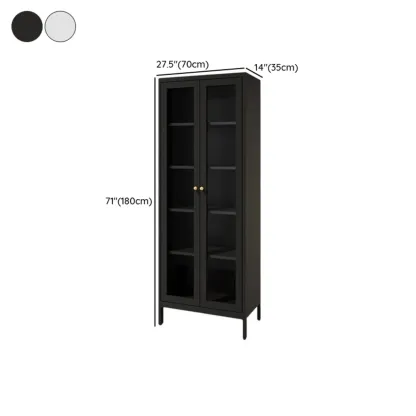 Minimalist Adjustable Wooden Glass Door Curio Cabinet Image - 23