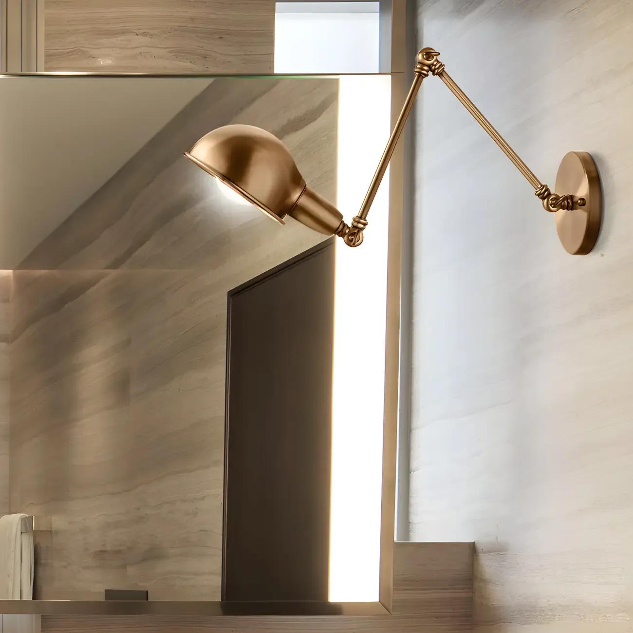 Retro Dome Metal Swing Arm Wall Light Image - 1