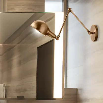Retro Dome Metal Swing Arm Wall Light Image - 1
