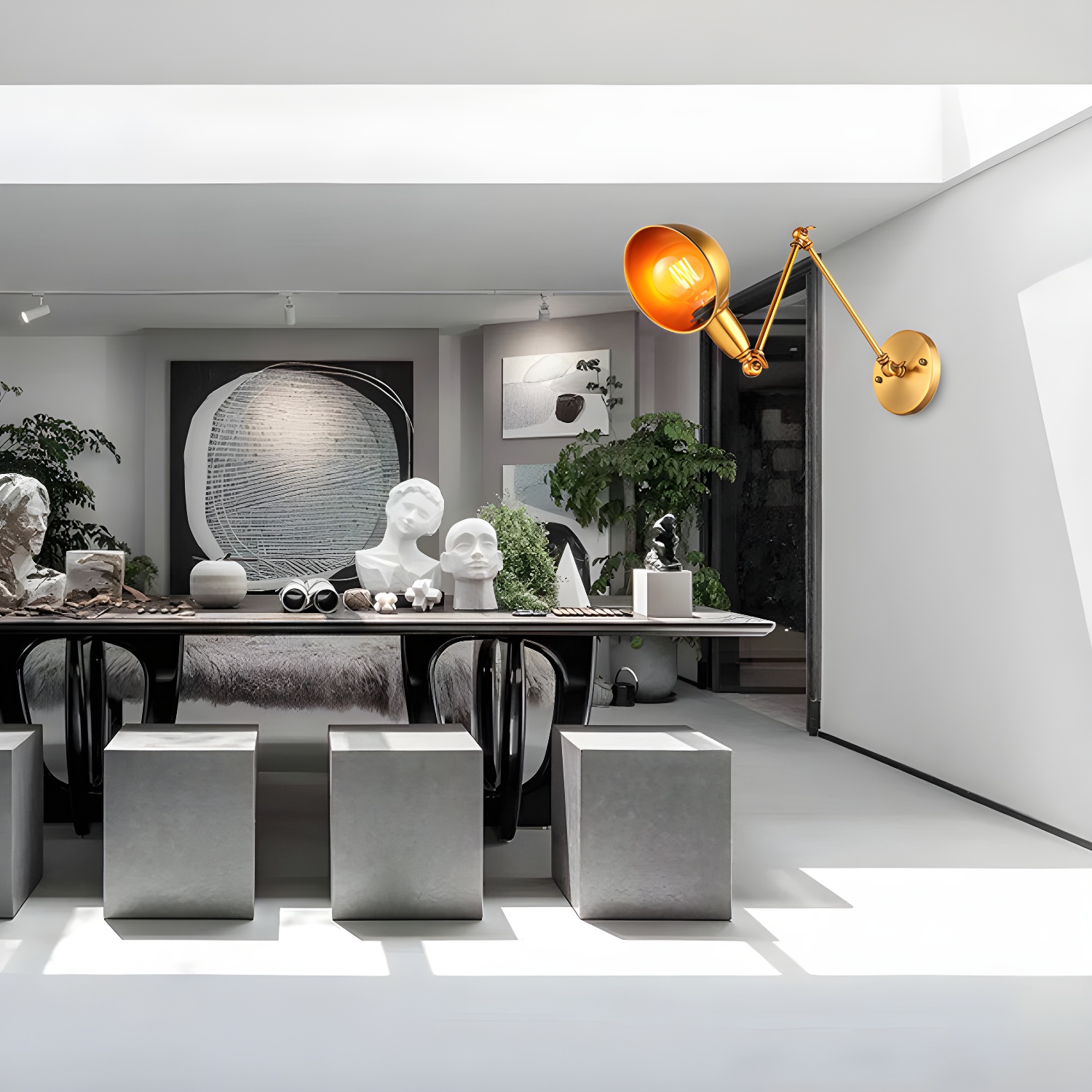 Retro Dome Metal Swing Arm Wall Light | homeyfad