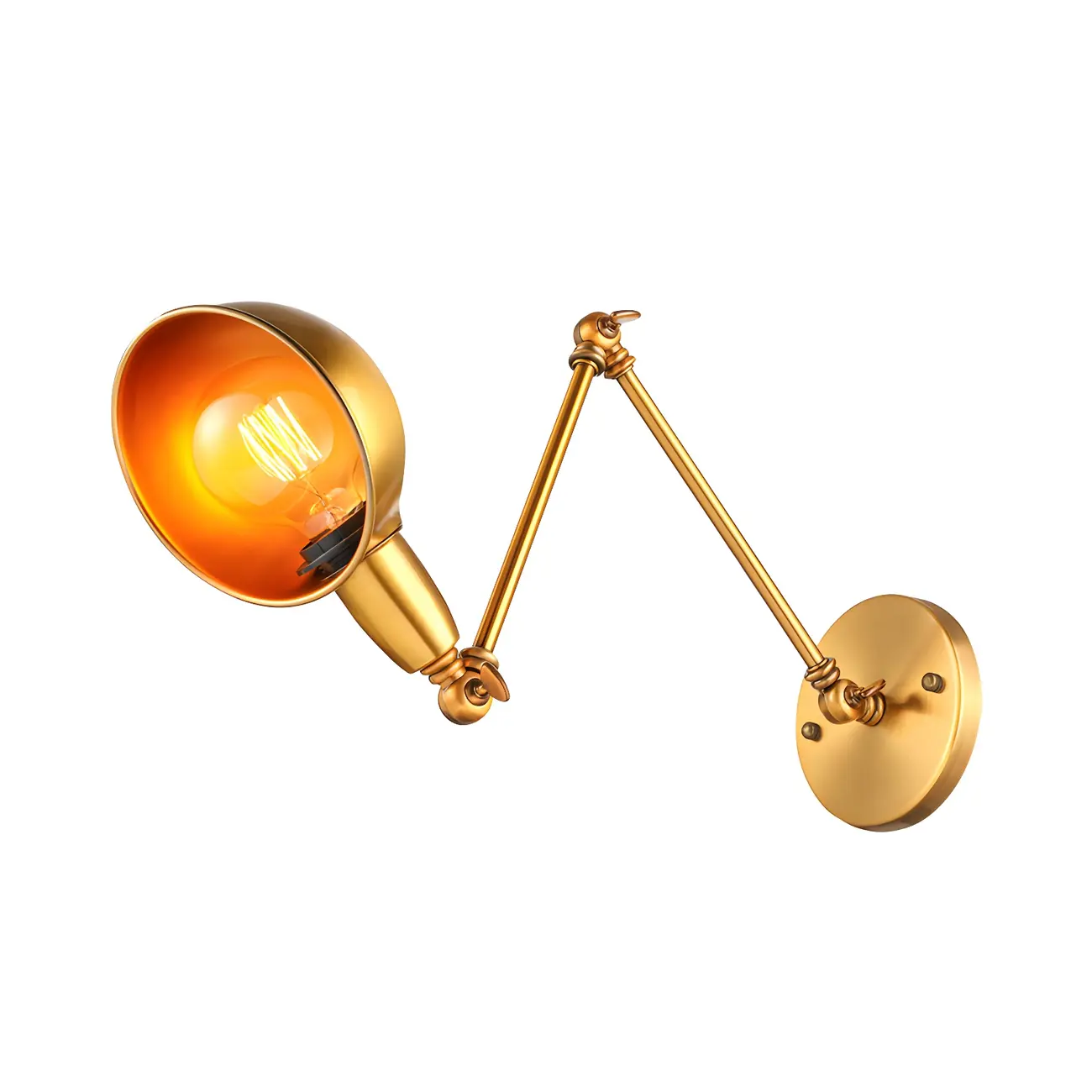 Retro Dome Metal Swing Arm Wall Light Image - 11 | homeyfad