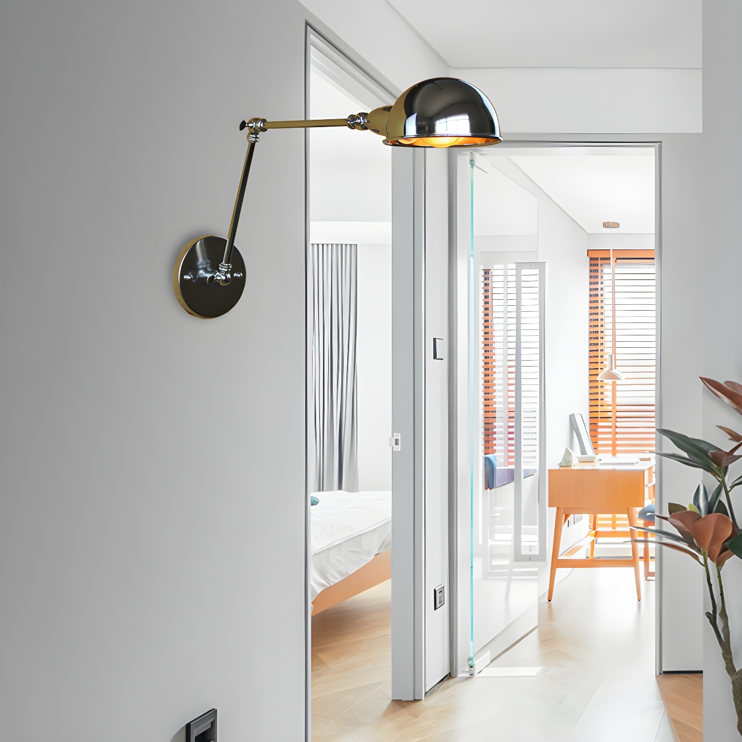 Retro Dome Metal Swing Arm Wall Light | HomeyFad