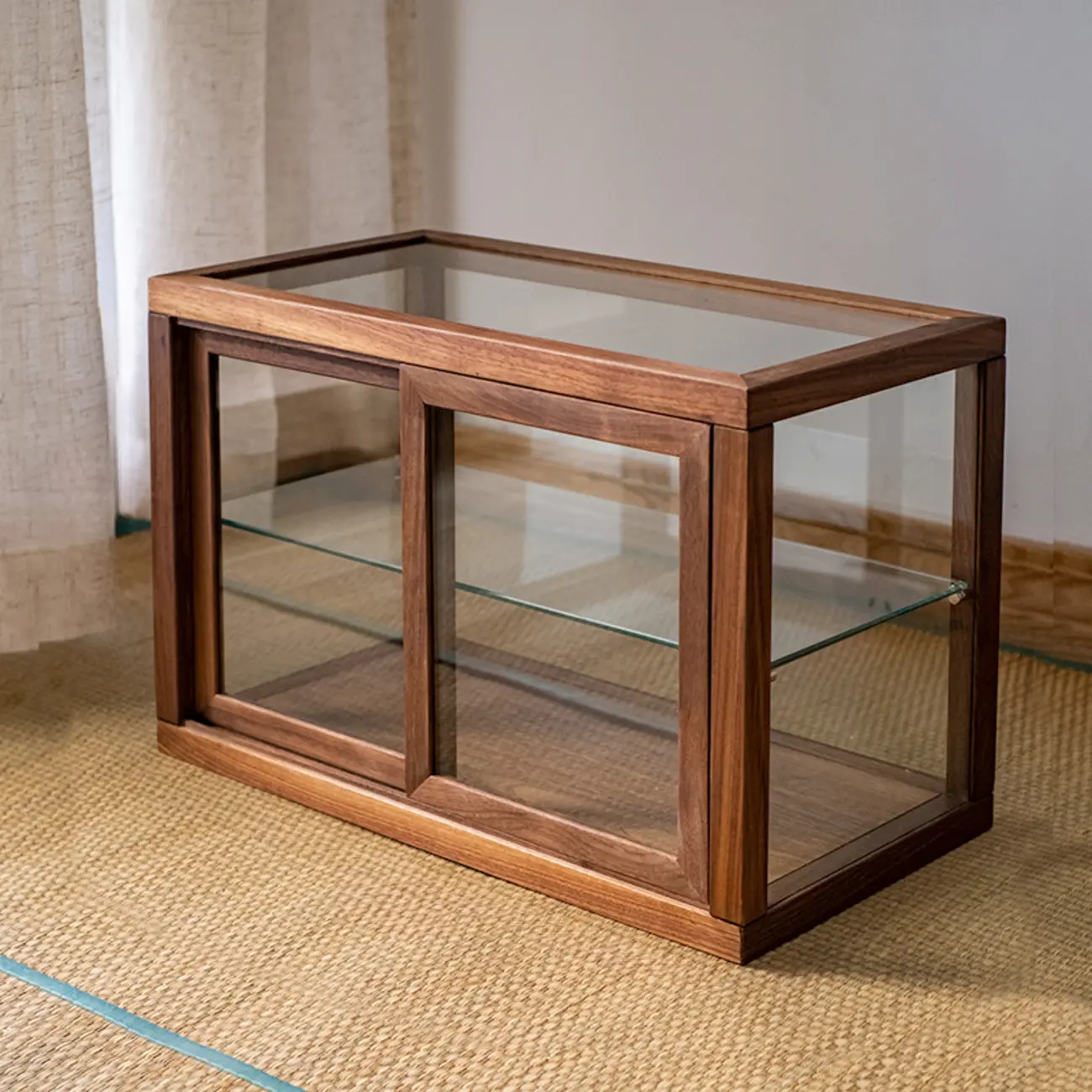 Small Wooden Glass Display Curio Cabinet Tableytop Image - 2 | homeyfad