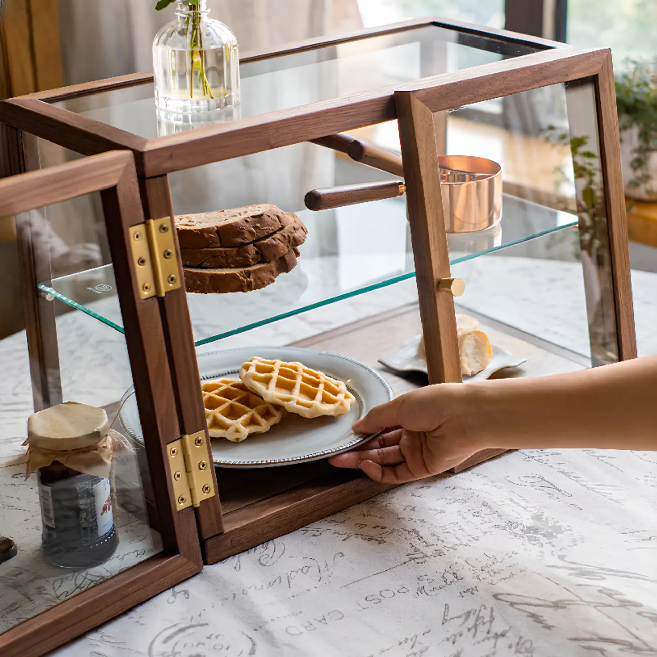 Small Wooden Glass Display Curio Cabinet Tableytop Image - 5 | homeyfad