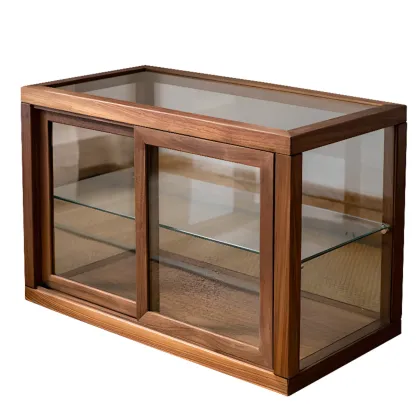 Small Wooden Glass Display Curio Cabinet Tableytop Image - 6