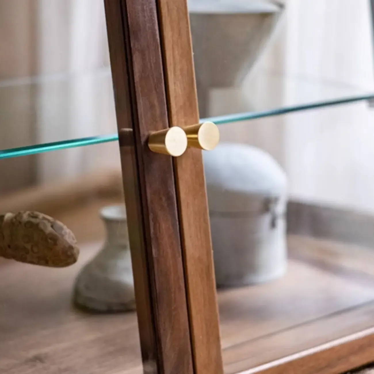 Small Wooden Glass Display Curio Cabinet Tableytop Image - 12