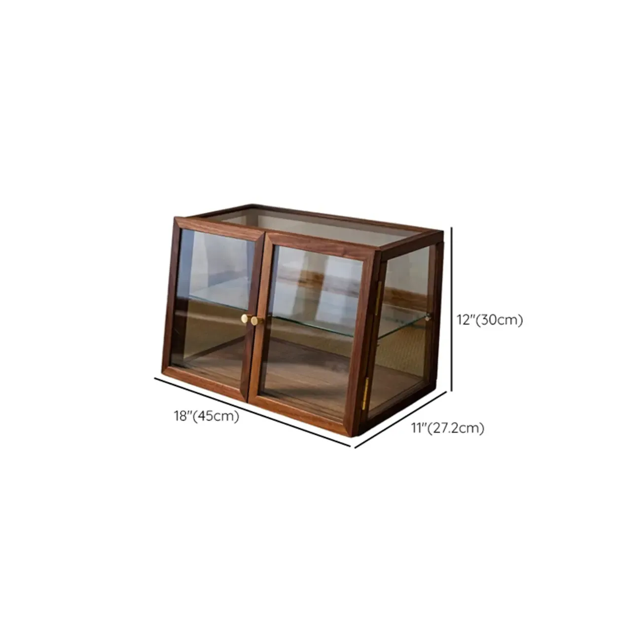 Small Wooden Glass Display Curio Cabinet Tableytop Image - 14