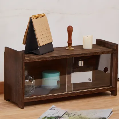 Traditional Wood Glass Door Kitchen Storage Cabinet Image - 4