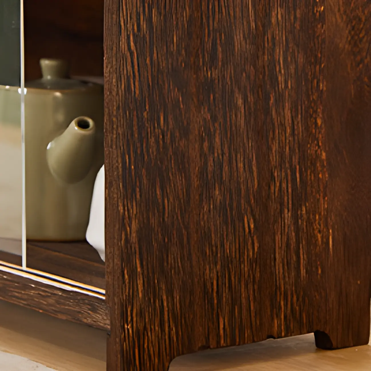 Traditional Wood Glass Door Kitchen Storage Cabinet Image - 7 | homeyfad