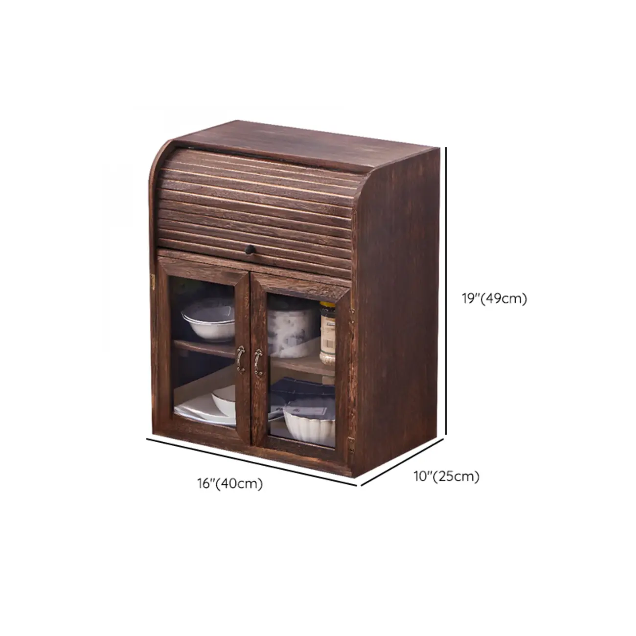 Traditional Wood Glass Door Kitchen Storage Cabinet Image - 12 | homeyfad