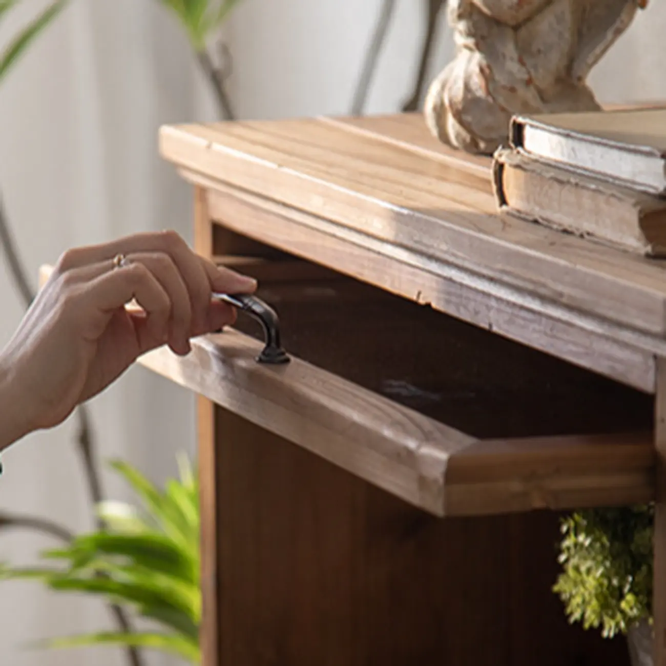 Rustic Brown Minimalist Wooden Ground China Cabinet with Multiple Cabinets and Shelves, Glass Doors Image - 13 | homeyfad