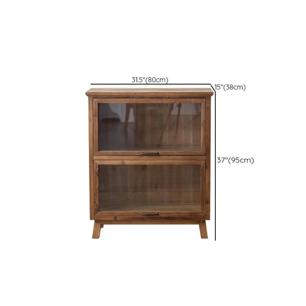 Rustic Brown Minimalist Wooden Ground China Cabinet with Multiple Cabinets and Shelves, Glass Doors #size | homeyfad