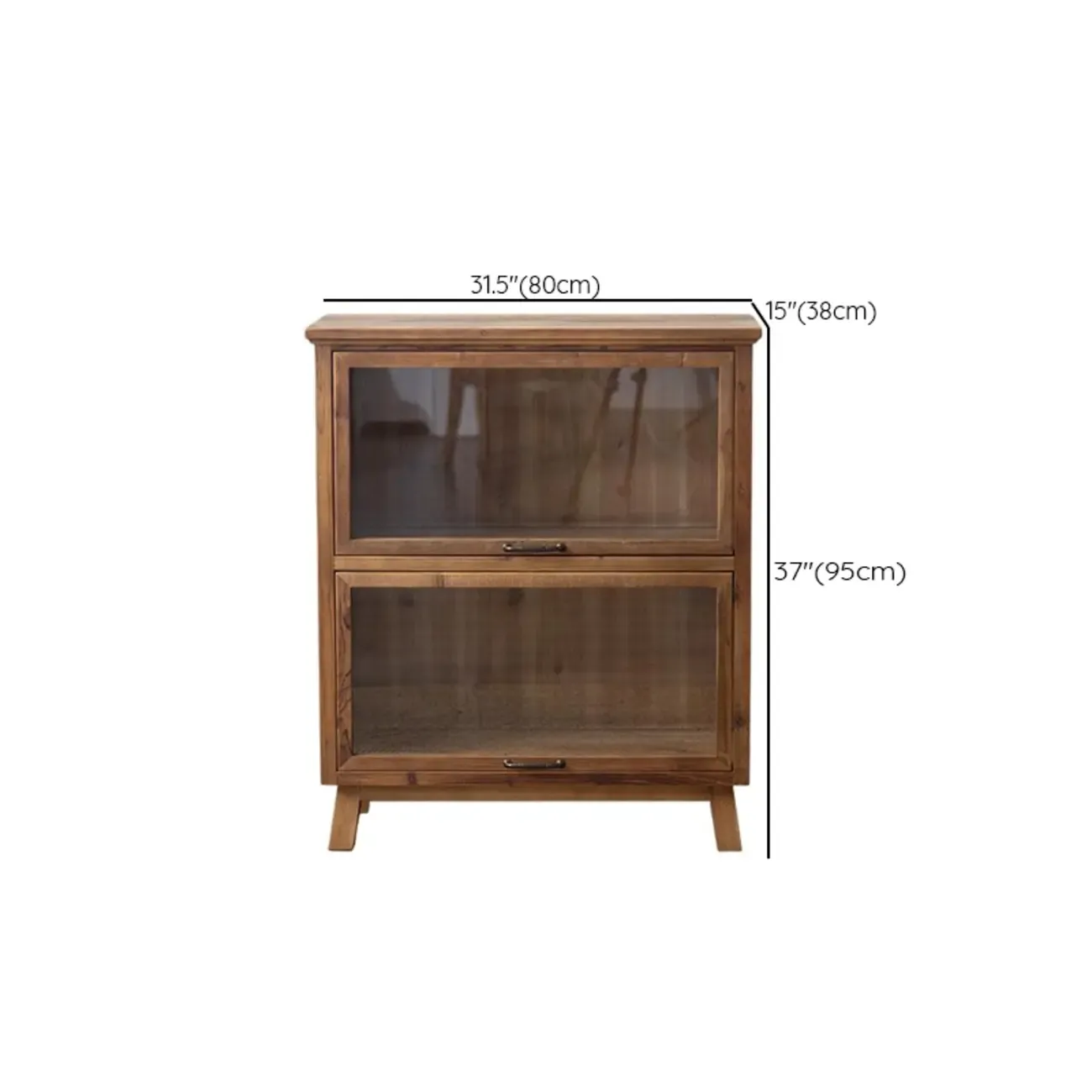 Rustic Brown Minimalist Wooden Ground China Cabinet with Multiple Cabinets and Shelves, Glass Doors #size