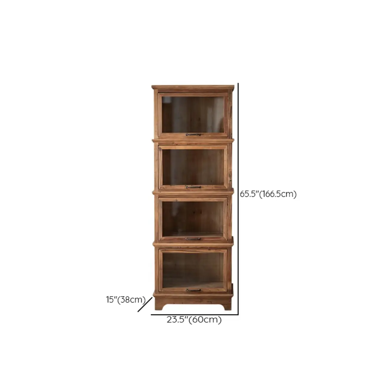 Rustic Brown Minimalist Wooden Ground China Cabinet with Multiple Cabinets and Shelves, Glass Doors Image - 17 | homeyfad