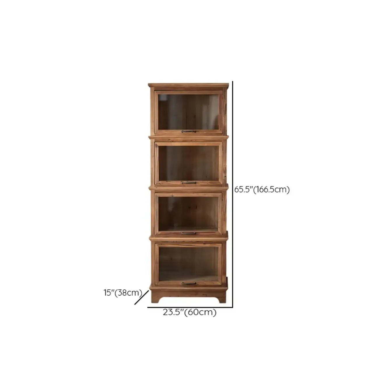 Rustic Brown Minimalist Wooden Ground China Cabinet with Multiple Cabinets and Shelves, Glass Doors Image - 17