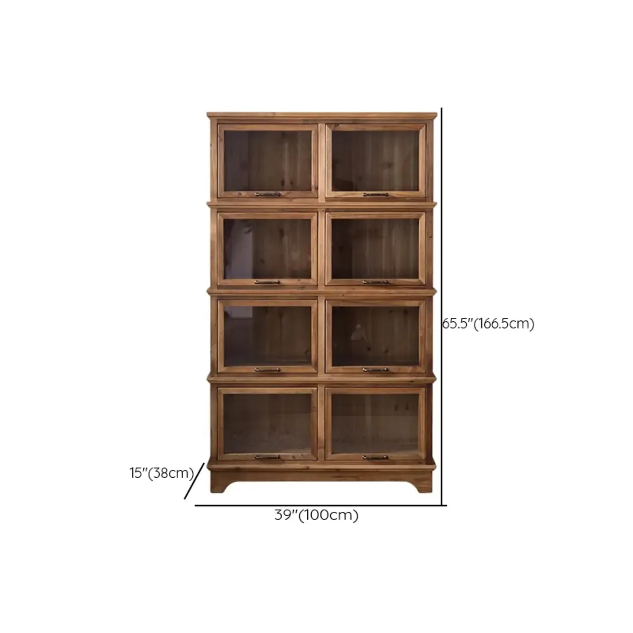 Rustic Brown Minimalist Wooden Ground China Cabinet with Multiple Cabinets and Shelves, Glass Doors Image - 18