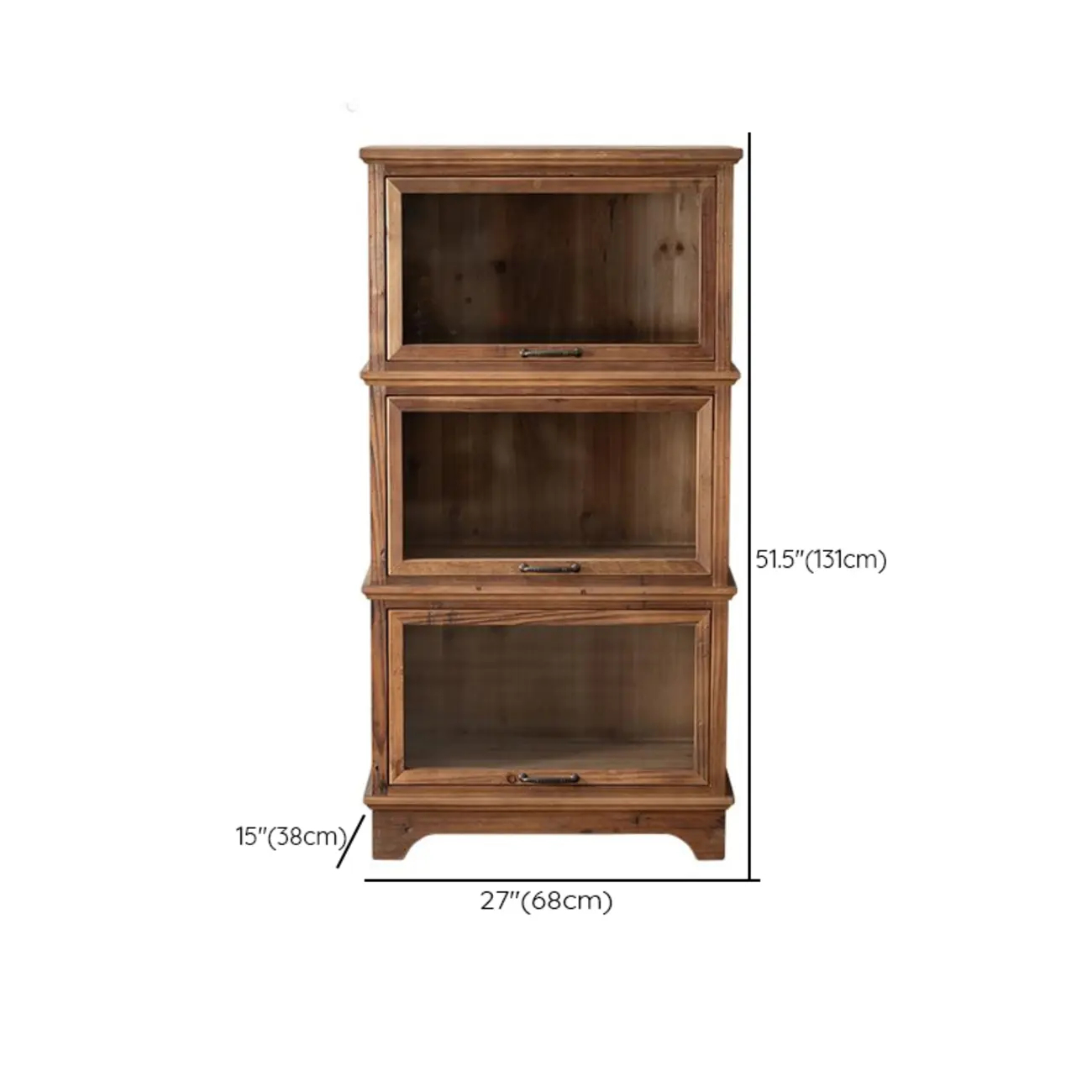 Rustic Brown Minimalist Wooden Ground China Cabinet with Multiple Cabinets and Shelves, Glass Doors Image - 19 | homeyfad
