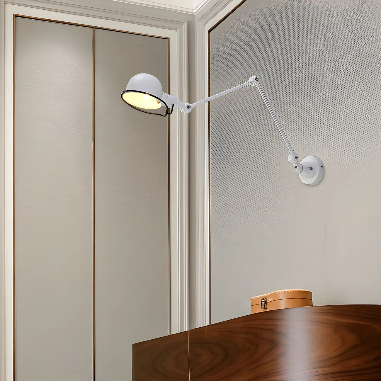 Industrial Metal Swing Arm Bowl Shade Wall Light Image - 6 | homeyfad