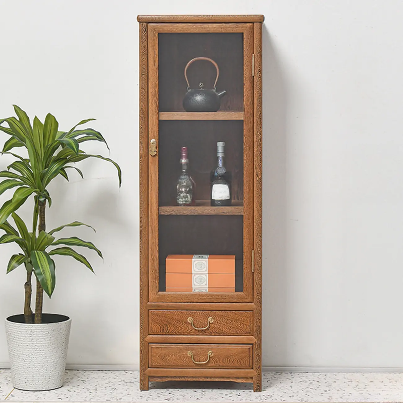 Vintage Wooden Display Cabinet with Glass Doors Image - 3 | homeyfad