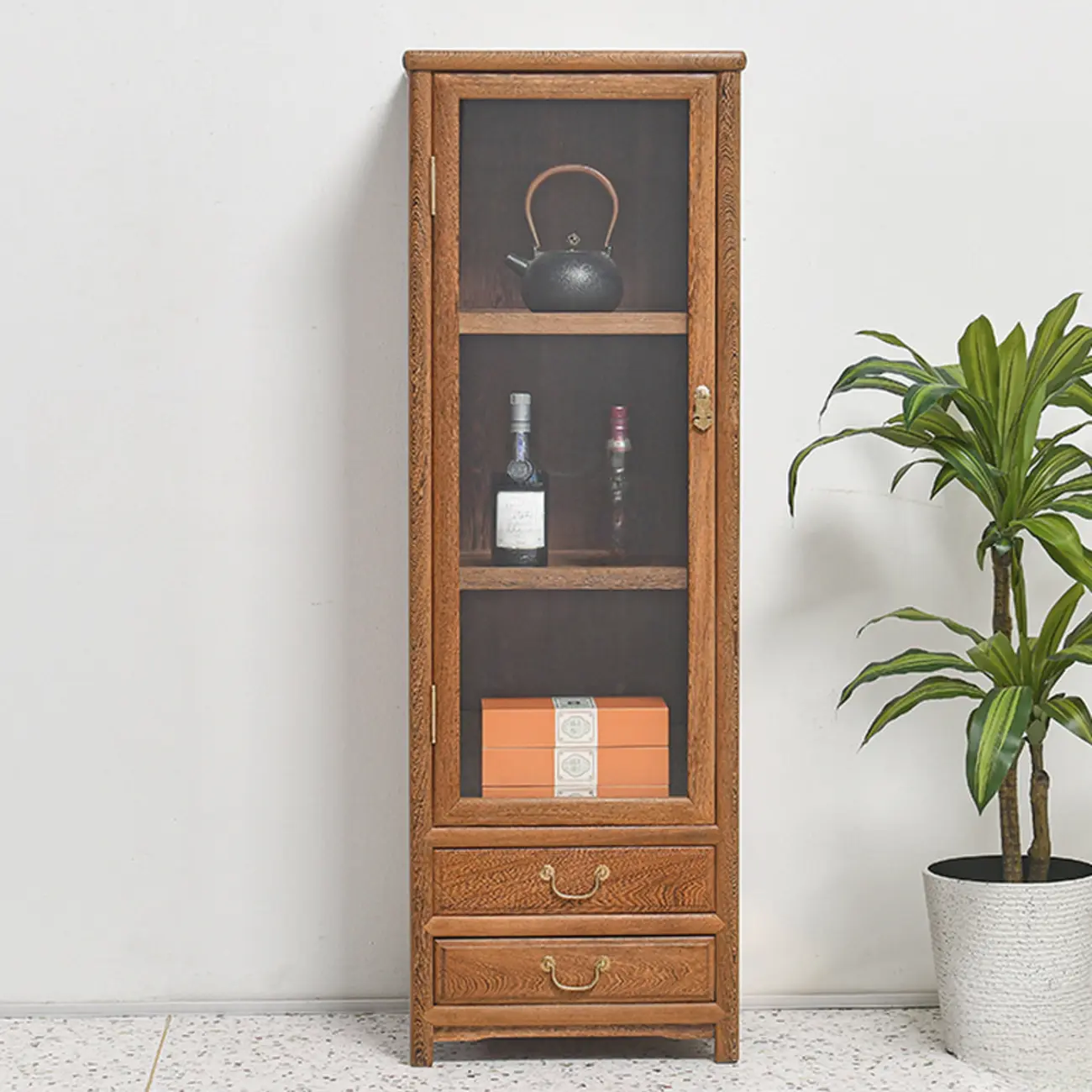 Vintage Wooden Display Cabinet with Glass Doors Image - 5 | homeyfad