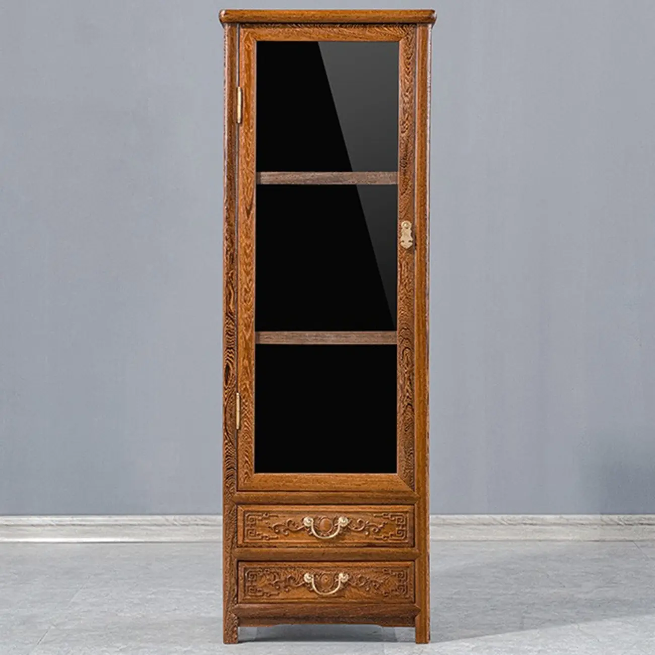 Vintage Wooden Display Cabinet with Glass Doors Image - 9 | homeyfad