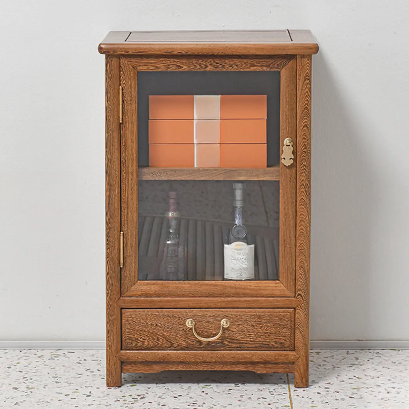 Vintage Wooden Display Cabinet with Glass Doors Image - 10 | homeyfad