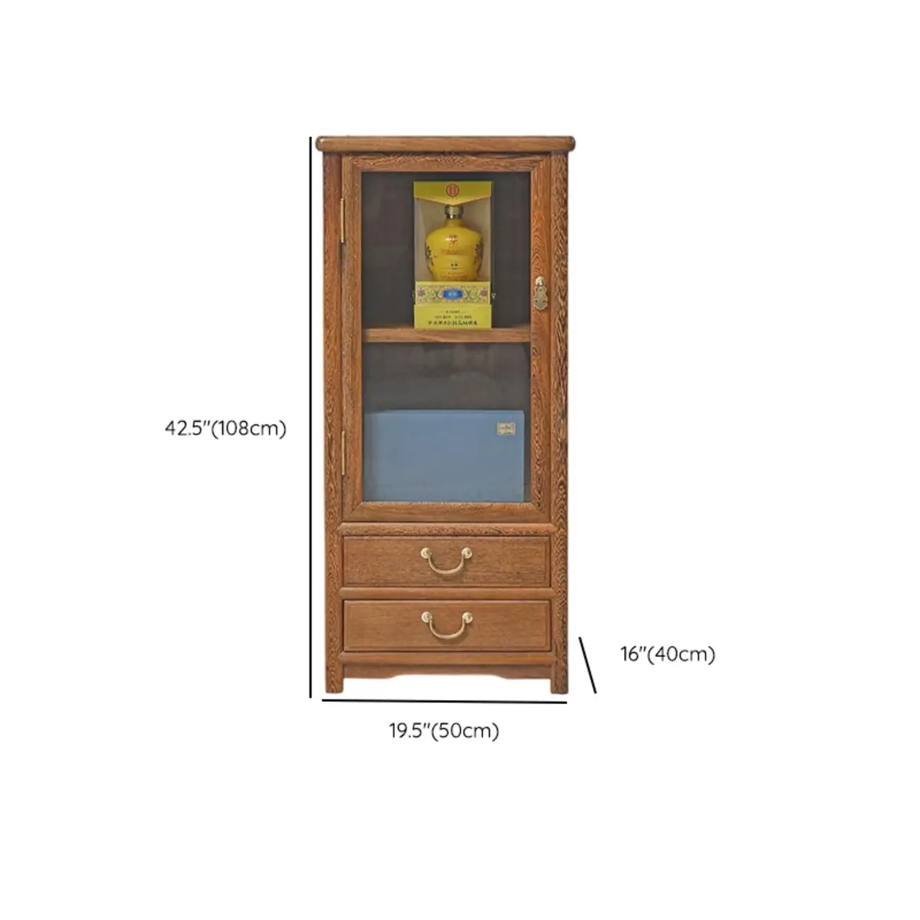 Vintage Wooden Display Cabinet with Glass Doors Image - 12 | homeyfad