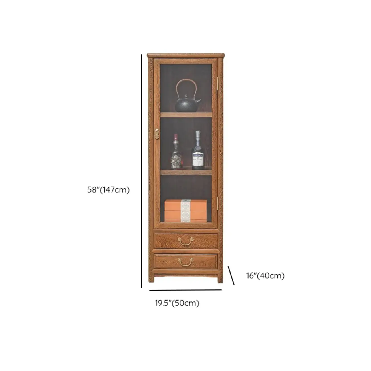 Vintage Wooden Display Cabinet with Glass Doors Image - 13 | homeyfad