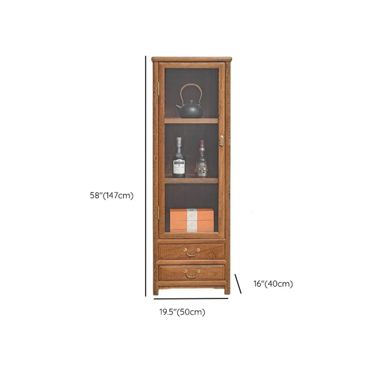 Vintage Wooden Display Cabinet with Glass Doors Image - 15 | homeyfad