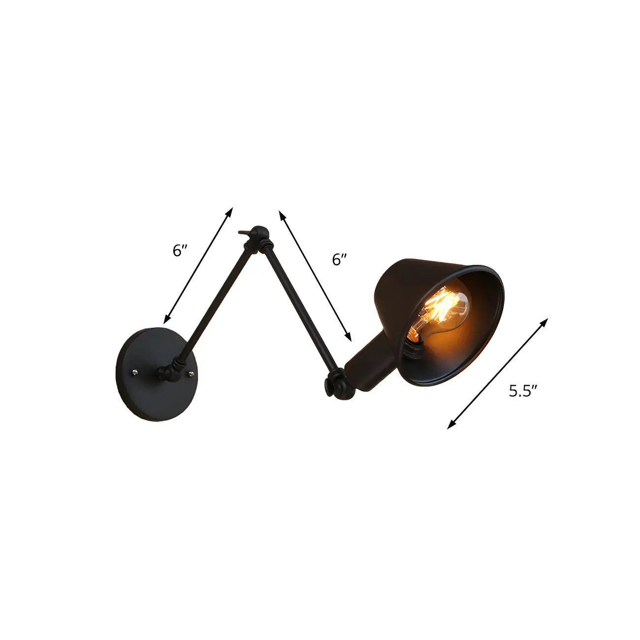 Adjustable Industrial Black  Swing Arm LED Wall Sconce | homeyfad