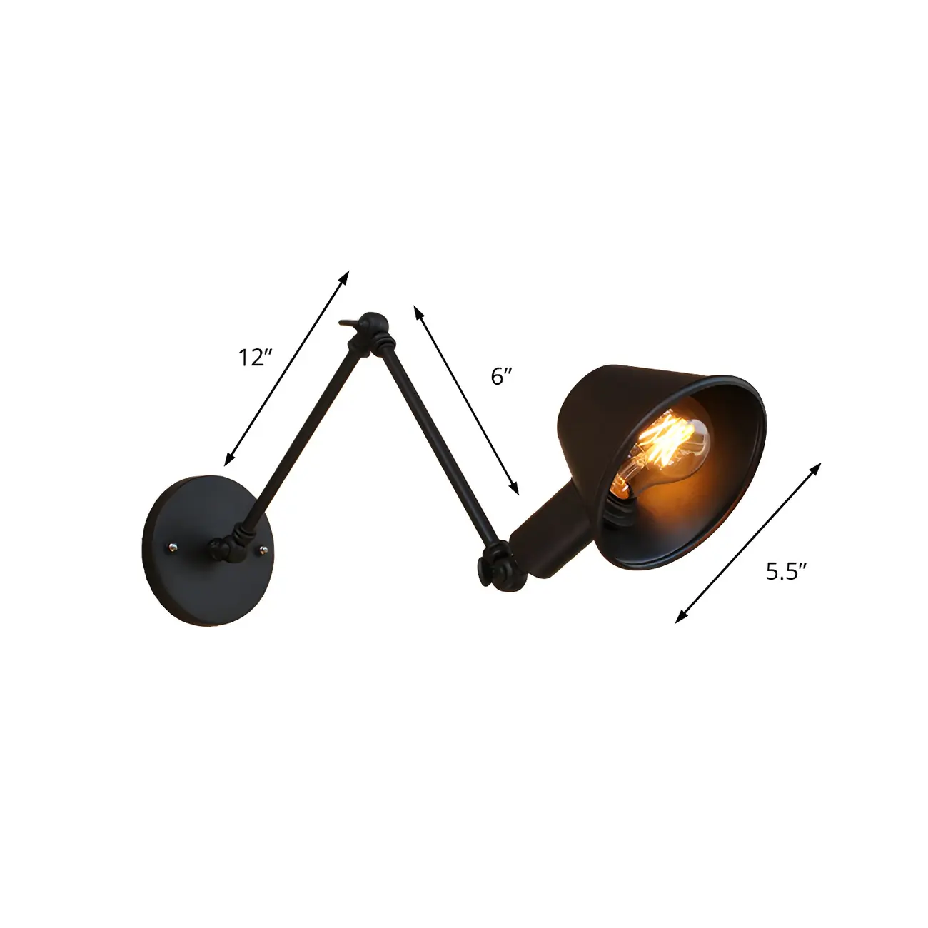 Adjustable Industrial Black  Swing Arm LED Wall Sconce | homeyfad