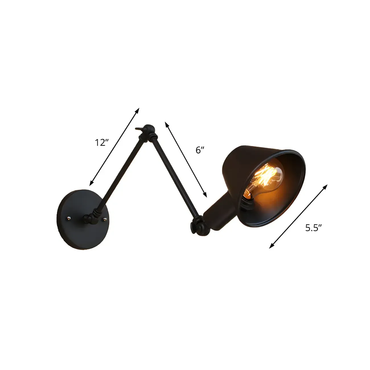 Adjustable Industrial Black  Swing Arm LED Wall Sconce