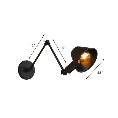 Adjustable Industrial Black  Swing Arm LED Wall Sconce