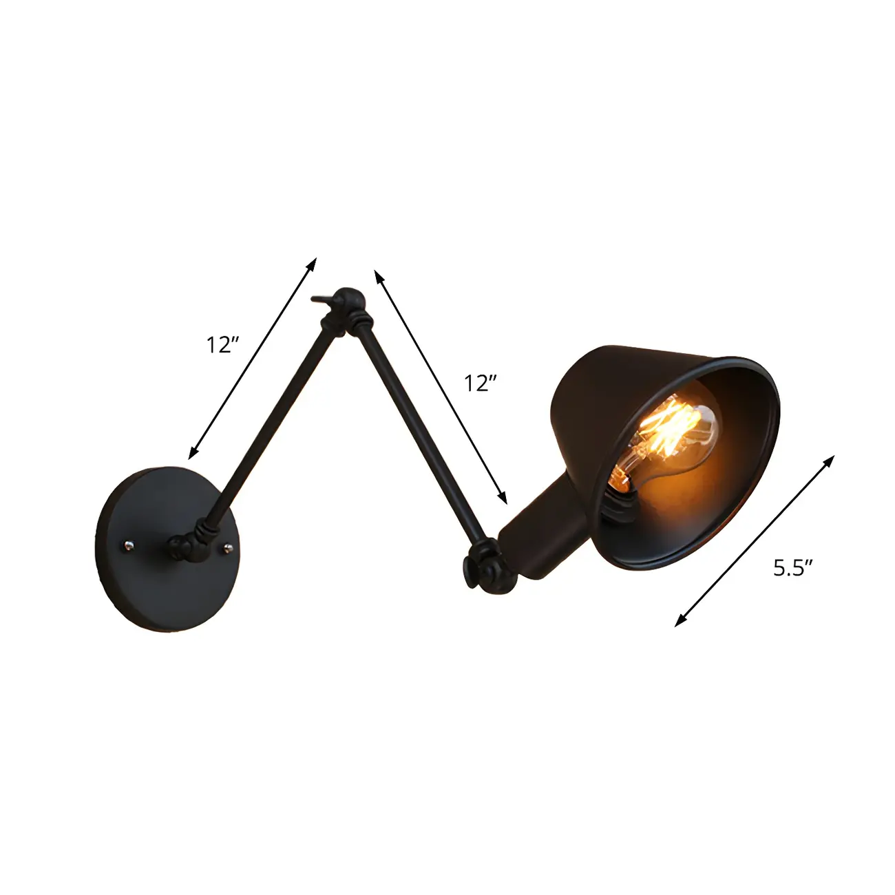 Adjustable Industrial Black  Swing Arm LED Wall Sconce | homeyfad