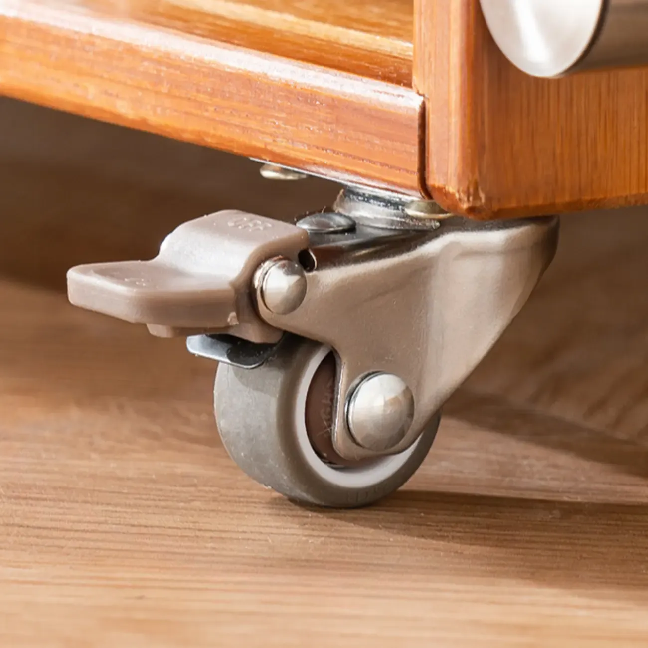 Flexible Wooden Metal Mobile Side Table with Storage Image - 6