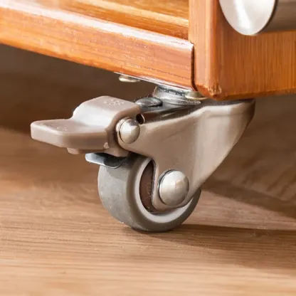 Flexible Wooden Metal Mobile Side Table with Storage Image - 6