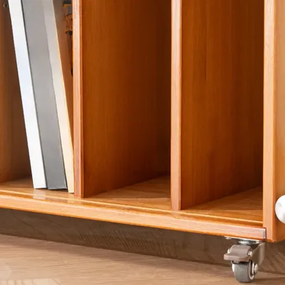 Flexible Wooden Metal Mobile Side Table with Storage Image - 10