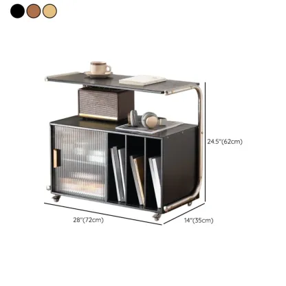Flexible Wooden Metal Mobile Side Table with Storage #size