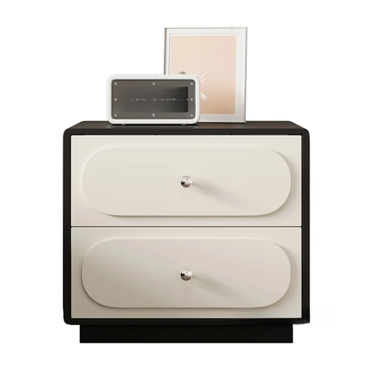 Modern Leather Top Wooden 2 Drawer Nightstand Image - 7 | homeyfad