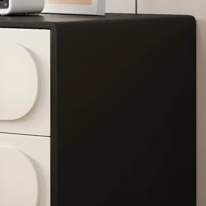 Modern Leather Top Wooden 2 Drawer Nightstand Image - 8