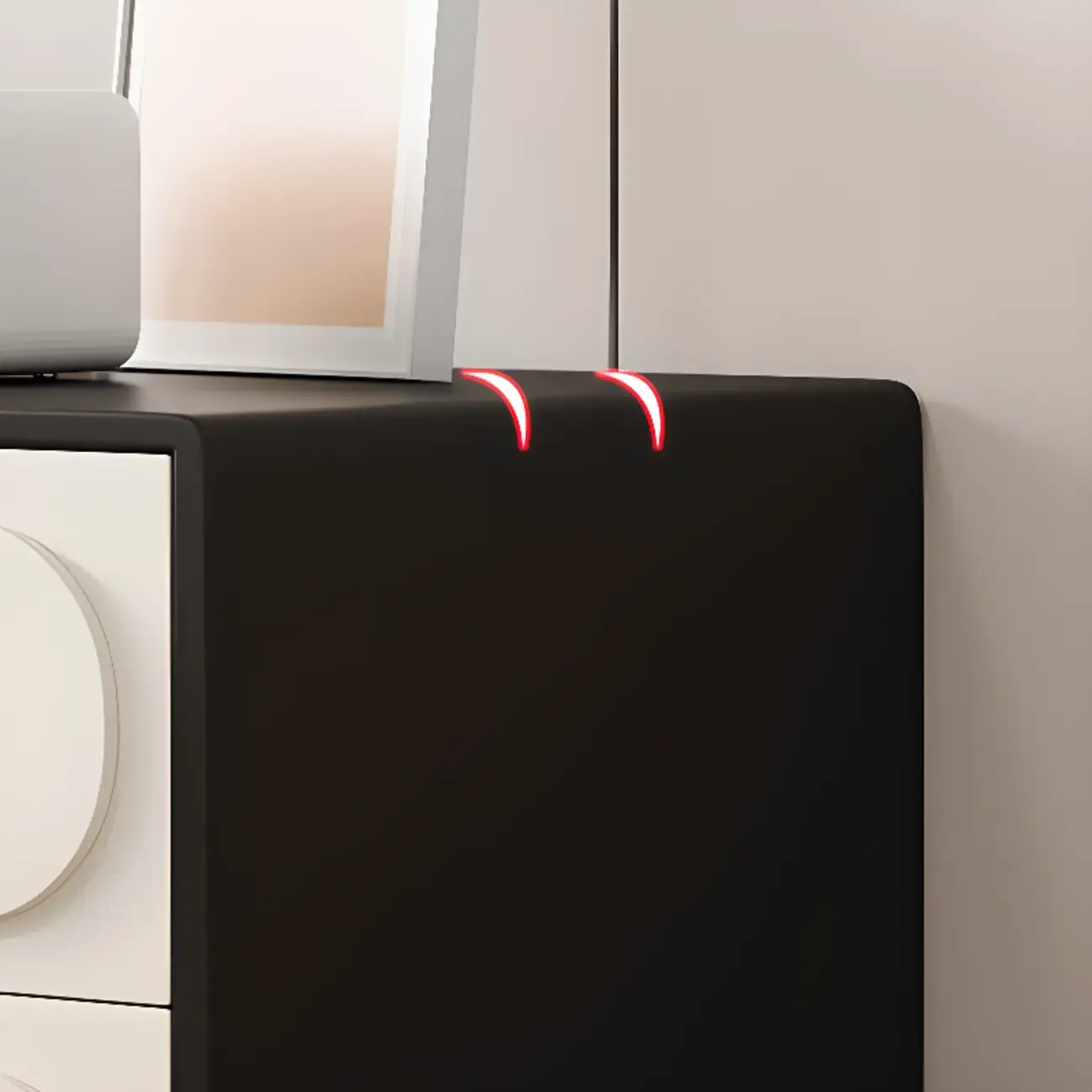 Modern Leather Top Wooden 2 Drawer Nightstand Image - 9