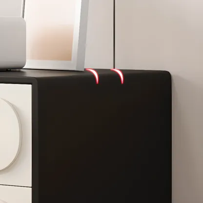 Modern Leather Top Wooden 2 Drawer Nightstand Image - 9